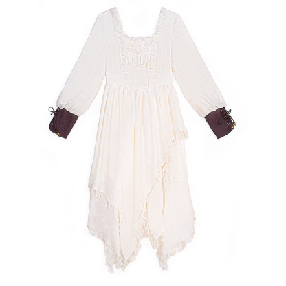 Vintage Tassel Dress Lace-up Top Cape Matching Outfit - Dress - L - image 3