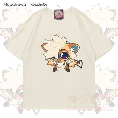 MODAKAWA X TiramisuRat Cute Rat Graphic 100% Cotton T-shirt - Light Beige - 5XL - image 3