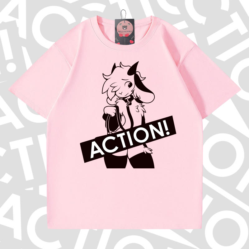 MODAKAWA X zarckets ACTION Goat Graphic 100% Cotton T-shirt - Pink - 5XL - image 10