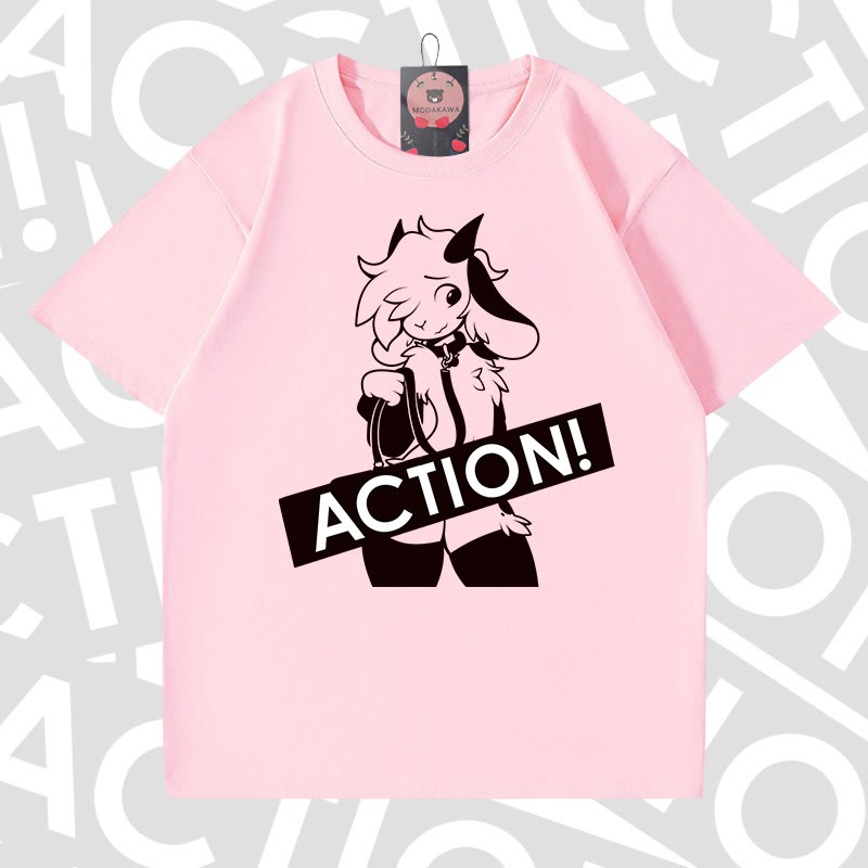 MODAKAWA X zarckets ACTION Goat Graphic 100% Cotton T-shirt - Pink - 5XL - image 10