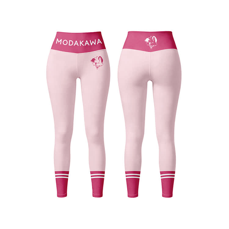 MODAKAWA X popipeko Puppy Graphic Sports Bra Top Leggings Matching Outfit - Pink Leggings - 5XL - image 10