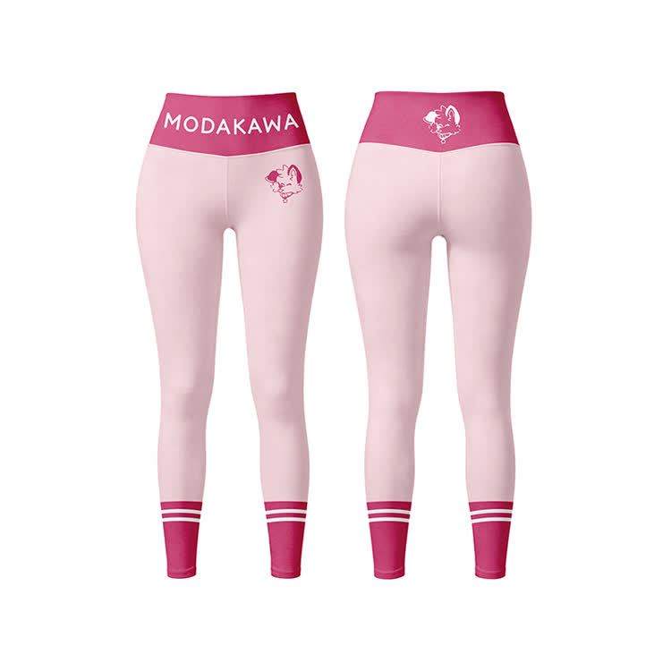 MODAKAWA X popipeko Puppy Graphic Sports Bra Top Leggings Matching Outfit - Pink Leggings - 5XL - image 10