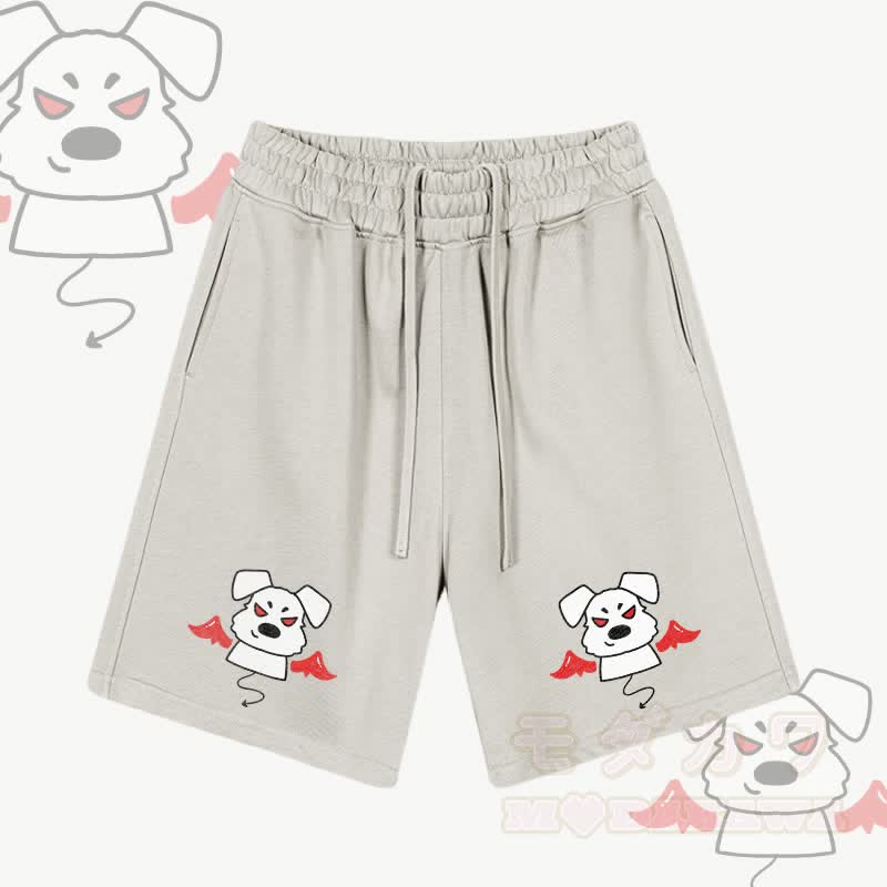 MODAKAWA Devil Puppy Graphic Drawstring Shorts - Apricot - 2XL - image 5