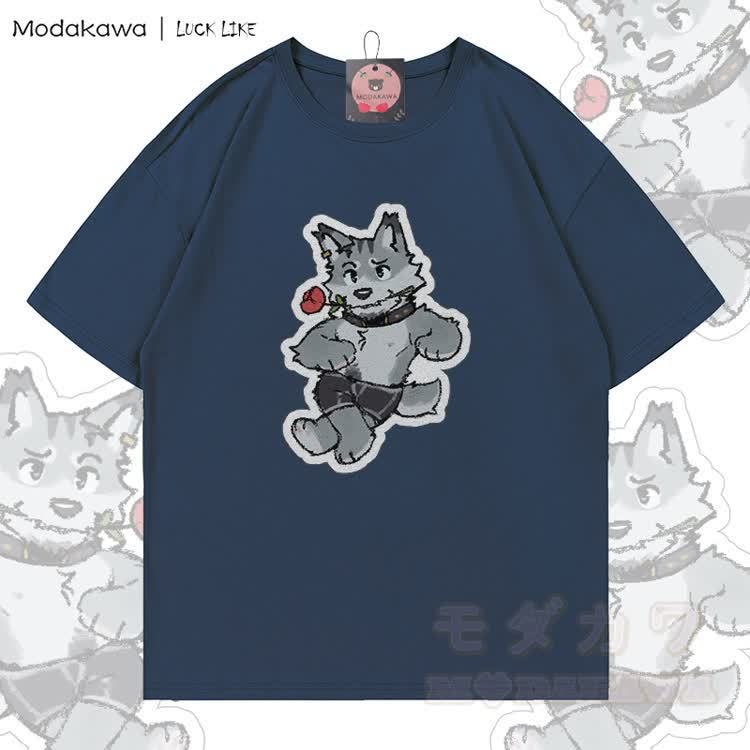MODAKAWA X LUCK LIKE Remy Rose Graphic 100% Cotton T-shirt - Purplish Blue - 5XL - image 5