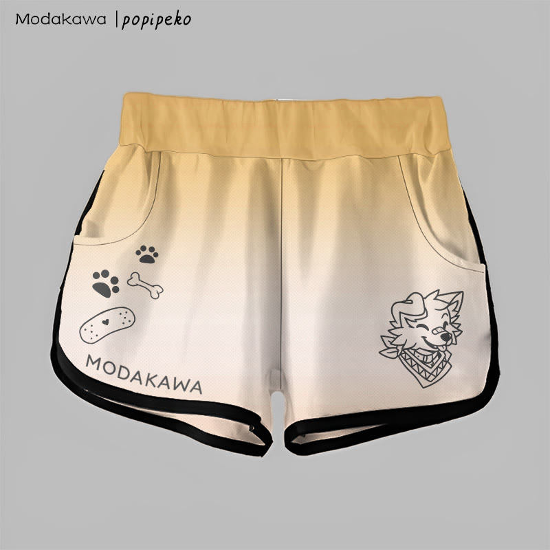 MODAKAWA X popipeko Gradient Smiling Puppy Graphic Shorts - Yellow - 5XL - image 5