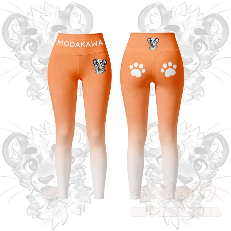 MODAKAWA X atka Tiger Graphic Gradient Sports Bra Top Leggings Matching Outfit - Orange Leggings - 5XL - image 8