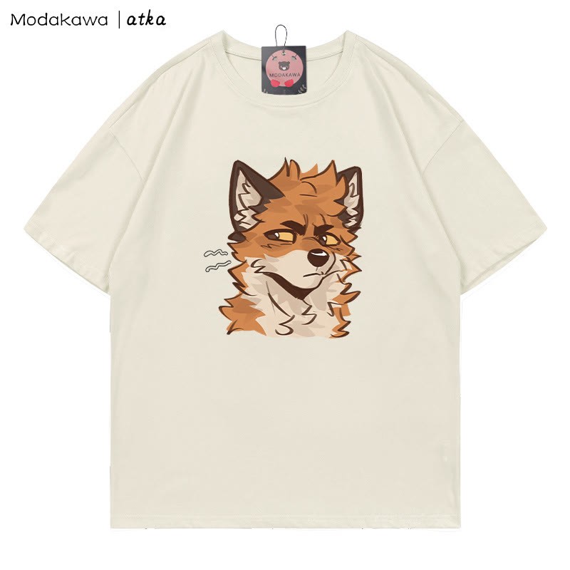 MODAKAWA X atka Cheeky Fox Face Graphic T-shirt - Beige - 5XL - image 6
