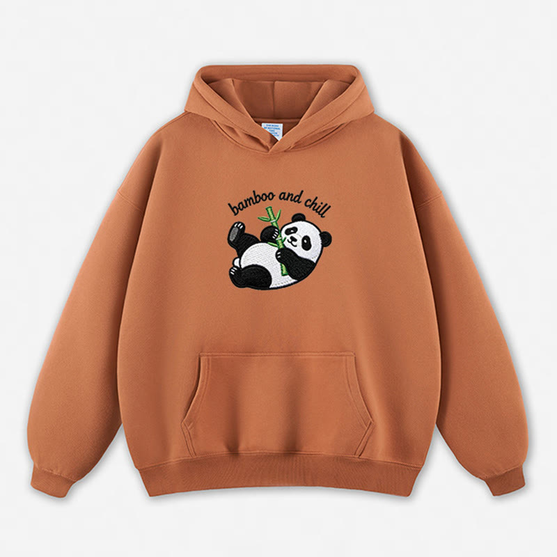 BAMBOO AND CHILL Panda Graphic Loose Hoodie - Light Brown - 5XL - image 3