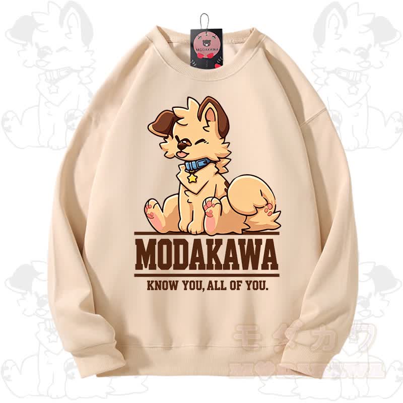 MODAKAWA X popipeko Charming Puppy Graphic Unisex Sweatshirt - Beige Apricot - 3XL - image 7