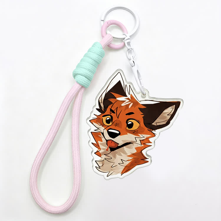 MODAKAWA X atka Tongue Out Fox Keychain Birthday Gift - Pink - image 4