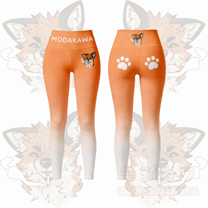 MODAKAWA X atka Smoking Fox Graphic Gradient Sports Bra Top Leggings Matching Outfit - Orange Leggings - 5XL - image 7