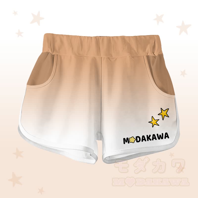 Gradient Capybara Graphic T-shirt Letter Graphic Shorts Modakawa Matching Outfit - Brown & White Shorts - 5XL - image 7