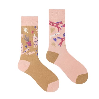 Colorful Asymmetric Printed Mid Calf Socks - image 15