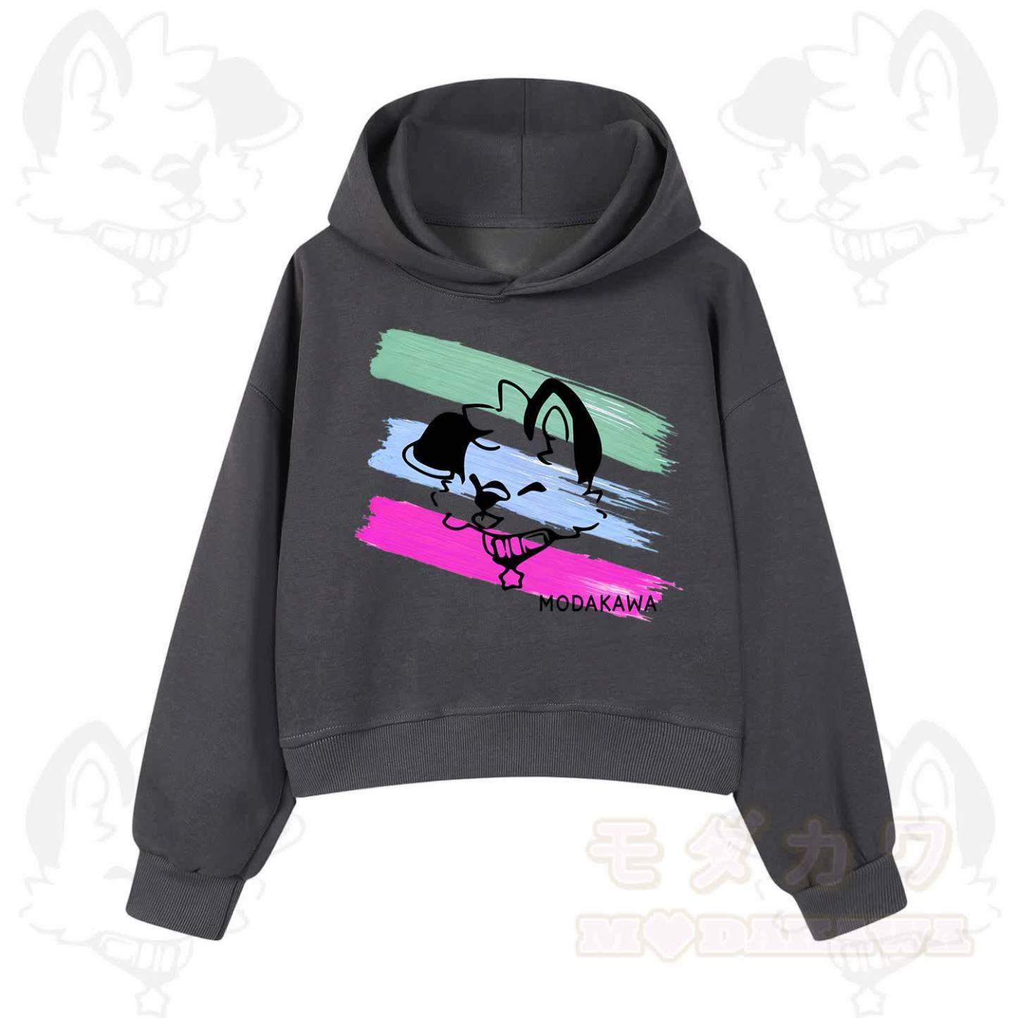 MODAKAWA X popipeko Colorful Cute Puppy Print Hoodie Sweatshirt - Dark Grey - 3XL - image 8