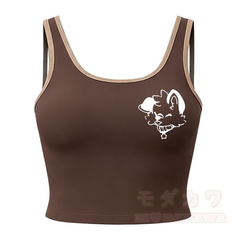 MODAKAWA X popipeko Dog Print Cami Top Split Skort Two Pieces Set - Coffee Top - 2XL - image 14