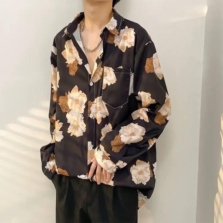 Men's Vintage Print Long Sleeve Button-Up Shirt - Multicolor M - 3XL - image 14