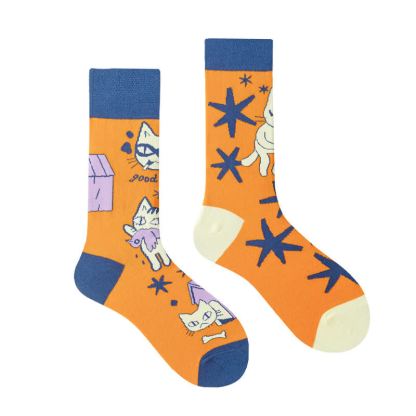 Colorful Asymmetric Printed Mid Calf Socks - image 12