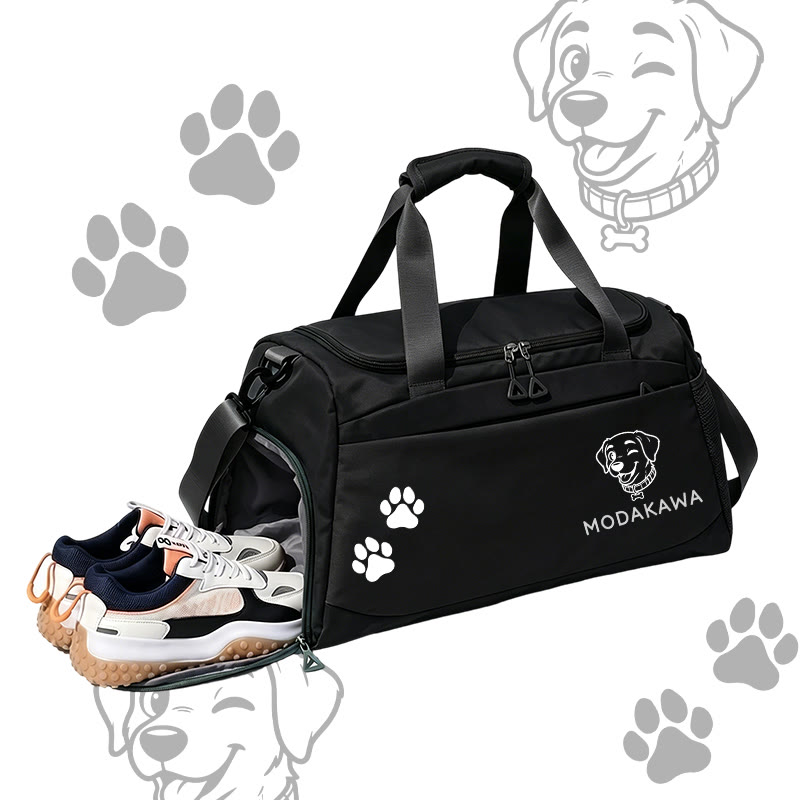Tongue Out Puppy Graphic Modakawa Large Capacity Sports Gym Duffel Bag - Black - 55*28*26 cm - image 6