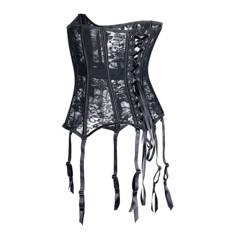 Lace See Through Corset Tops With Garter - image 7