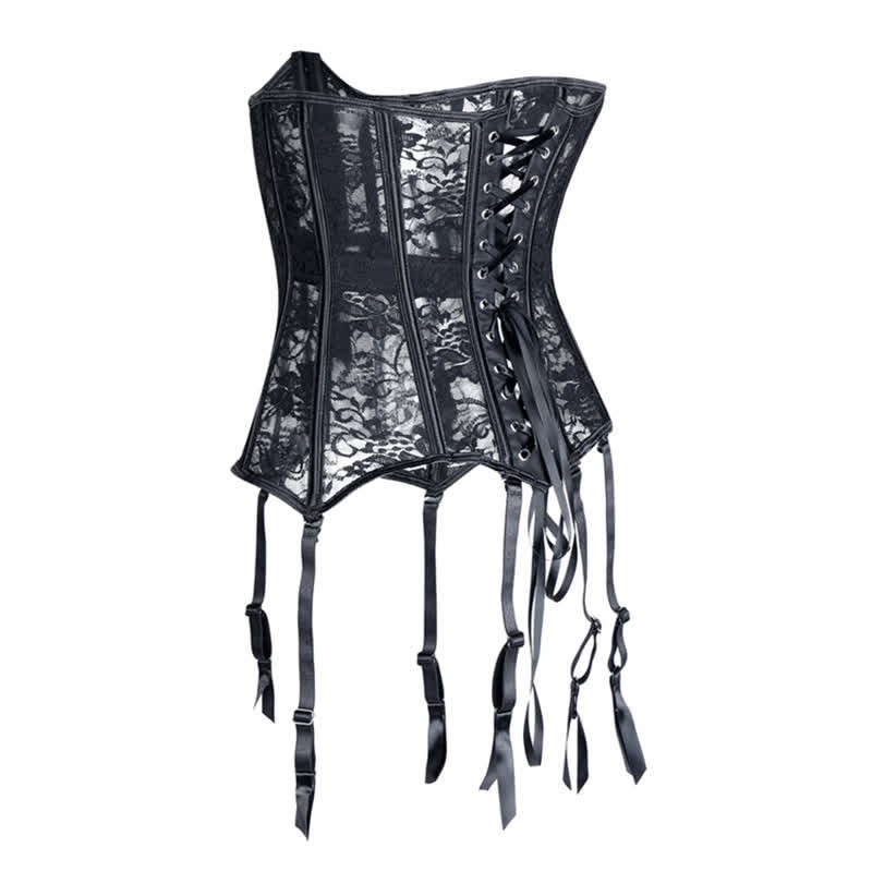 Lace See Through Corset Tops With Garter - image 7