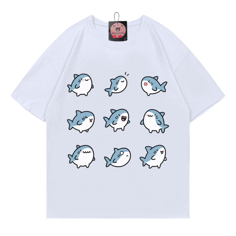 Shark Print Modakawa T-shirt - White - 5XL - image 3