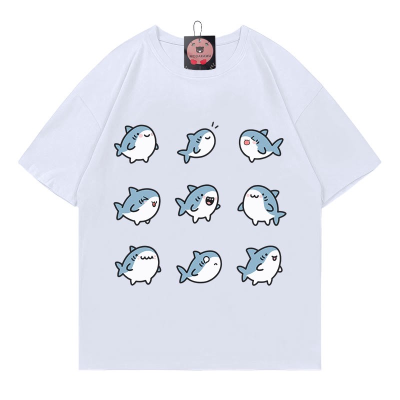 Shark Print Modakawa T-shirt - White - 5XL - image 3