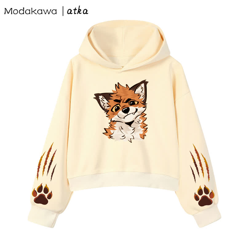 MODAKAWA X atka Fox Graphic Cropped Cotton Hoodie - Yellow - 3XL - image 8