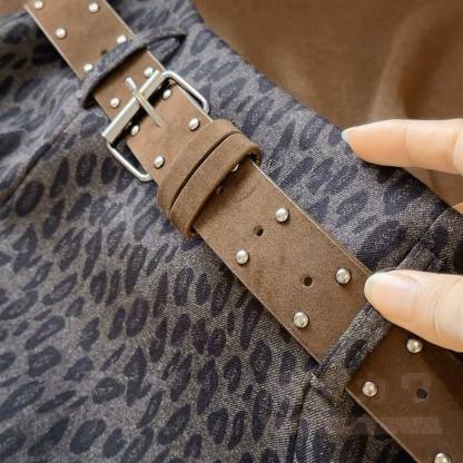 Vintage Leopard Print Mini Skirt with Belt - image 6
