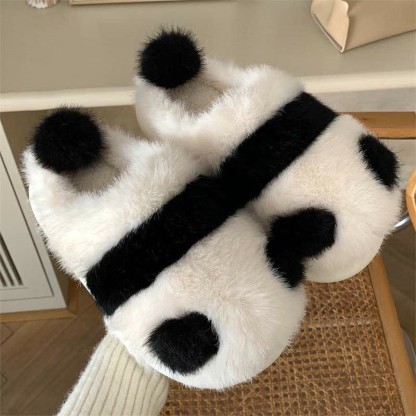 Lovely Cartoon Panda Fuzzy Ball Plush Slippers - image 9