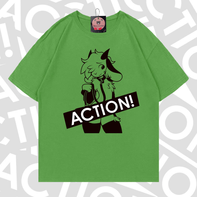 MODAKAWA X zarckets ACTION Goat Graphic 100% Cotton T-shirt - Matcha green - 5XL - image 16