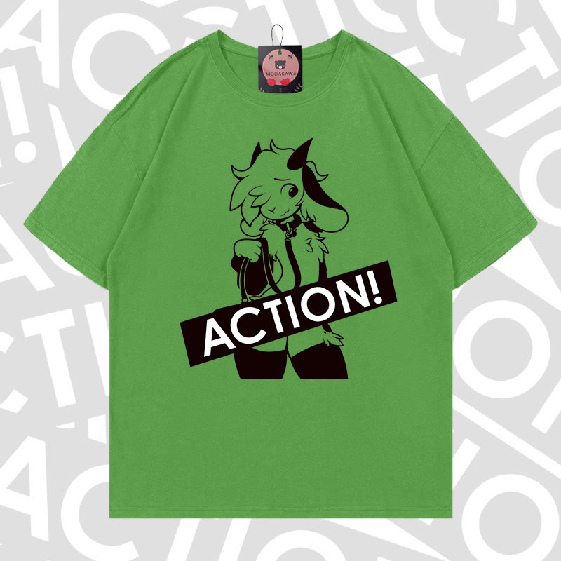 MODAKAWA X zarckets ACTION Goat Graphic 100% Cotton T-shirt - Matcha green - 5XL - image 16