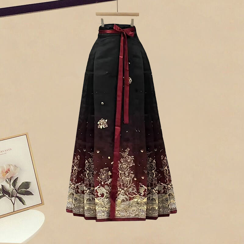 Knit Sweater Dress Vintage Flower Horse-face Skirt Matching Outfit - Skirt - XL - image 3