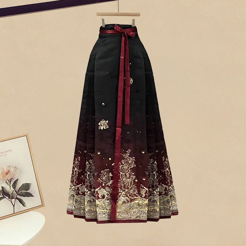 Knit Sweater Dress Vintage Flower Horse-face Skirt Matching Outfit - Skirt - XL - image 3