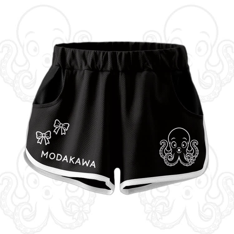 Octopus Graphic Crop Tank Sport Top Shorts Modakawa Matching Outfit - Black Shorts - 5XL - image 9