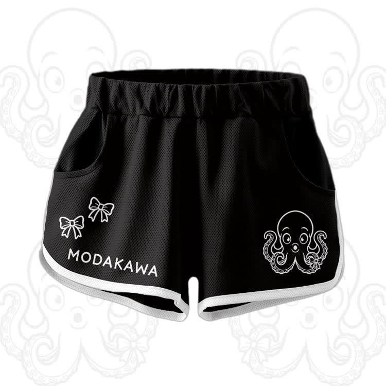 Octopus Graphic Crop Tank Sport Top Shorts Modakawa Matching Outfit - Black Shorts - 5XL - image 9