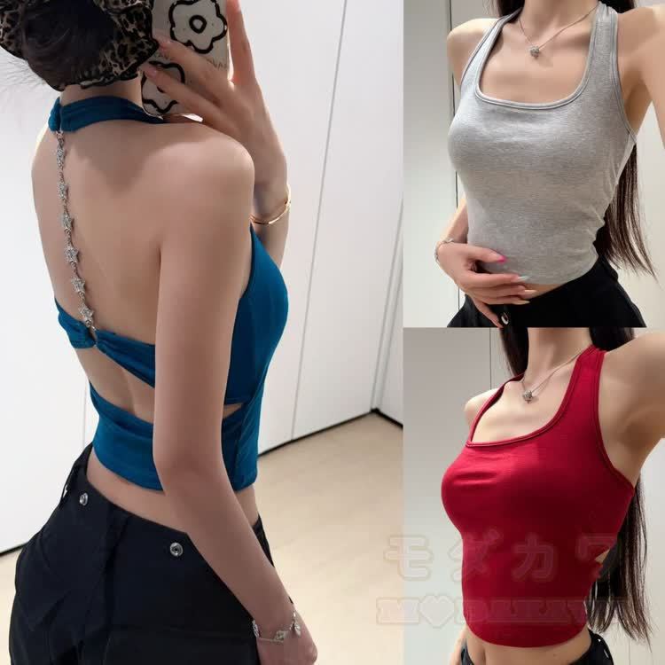 Star Chain Backless Halter Crop Top - image 5
