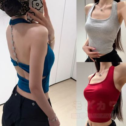 Star Chain Backless Halter Crop Top - image 5