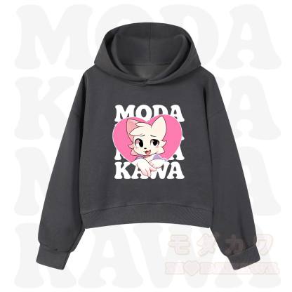  MODAKAWA X zarckets Anime Fox Heart Graphic Hoodie Sweatshirt - Dark Grey&White - 3XL - image 10