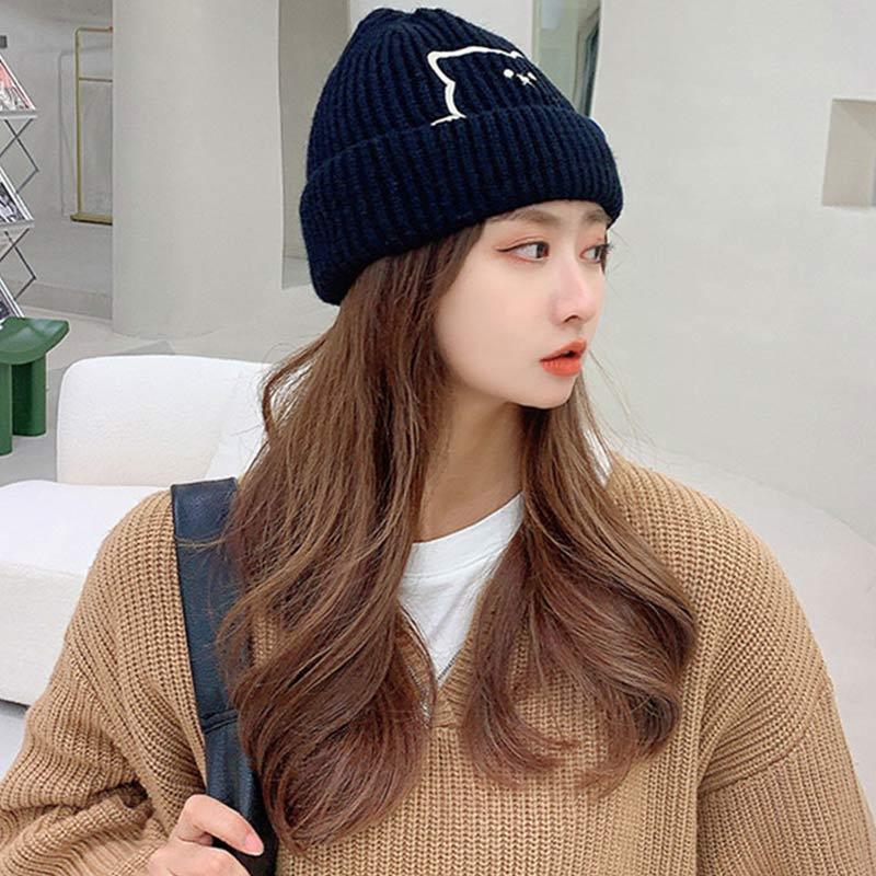 Cartoon Bear Embroidery Knit Hat - image 4