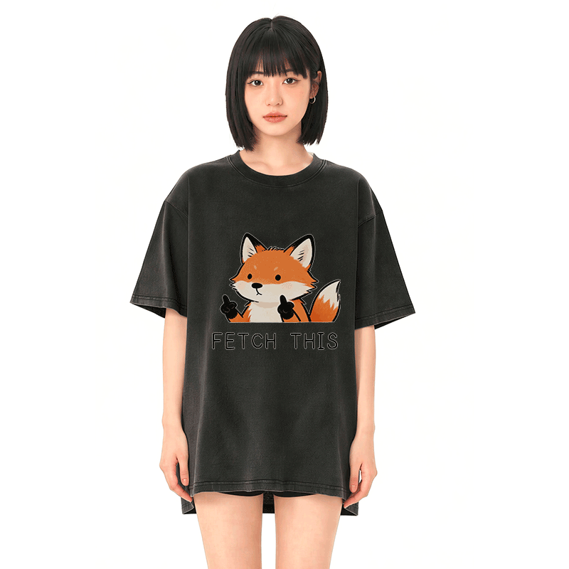 FETCH THIS Fox Graphic Modakawa Vintage Washed 100% Cotton T-shirt - image 2