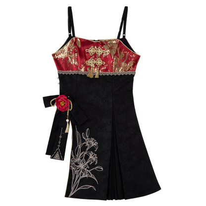 Vintage Tassel Top Flower Slip Dress Skirt Matching Outfit - Dress - L - image 5
