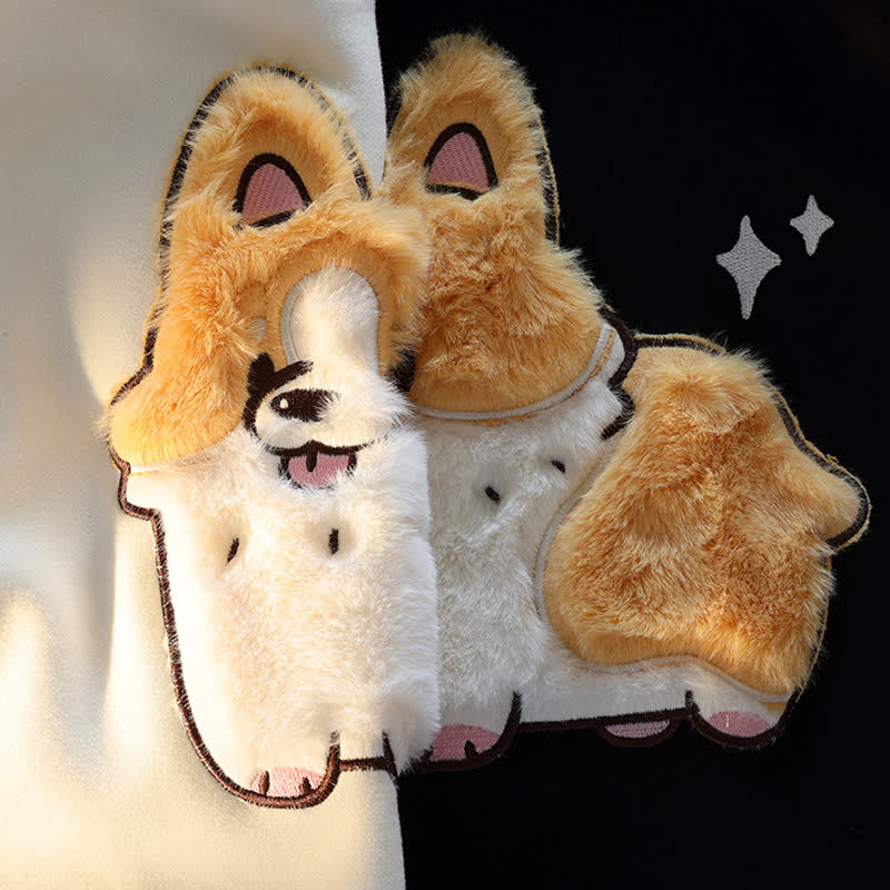 Cute Puppy Embroidery Casual Loose Hooded Sweatshirt - image 5