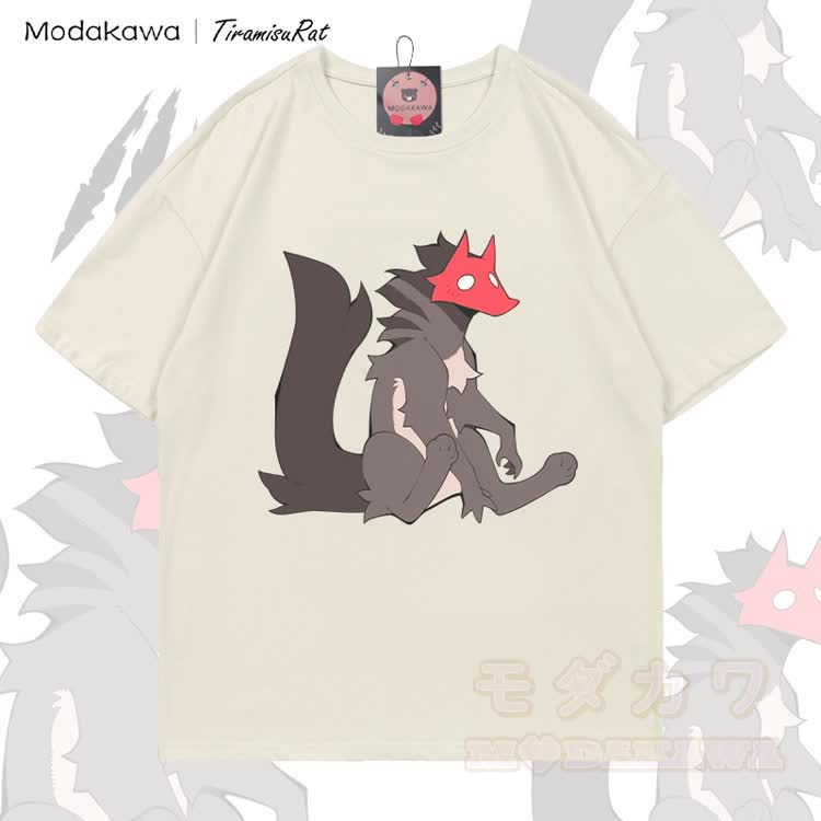 MODAKAWA X TiramisuRat Masked Rat Graphic 100% Cotton T-shirt - Light Beige - 5XL - image 3