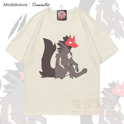 MODAKAWA X TiramisuRat Masked Rat Graphic 100% Cotton T-shirt - Light Beige - 5XL - image 3