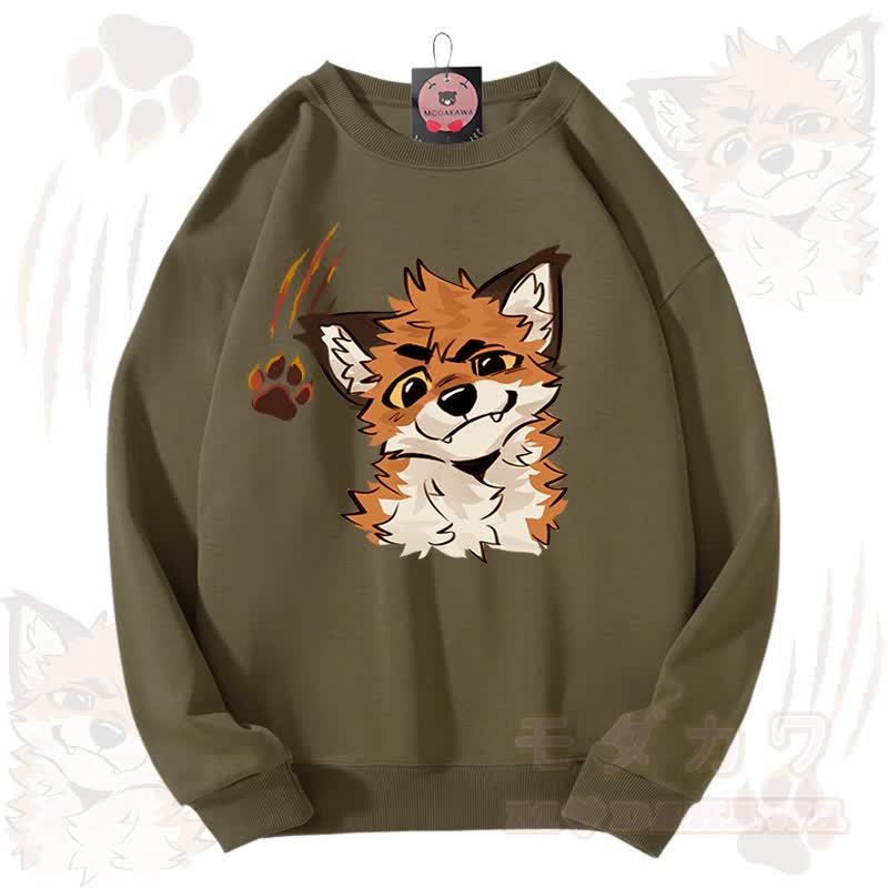 MODAKAWA X atka Fox Graphic Unisex Sweatshirt - Army Green - 3XL - image 13