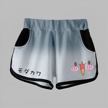 Gradient Joyful Bunny Graphic MODAKAWA Shorts - Grey - 5XL - image 4