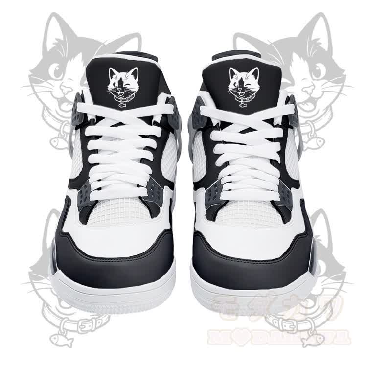 Wink Kitty Graphic Modakawa Lace Up Sports Air Cushion Shoes - Black - 48 - image 4