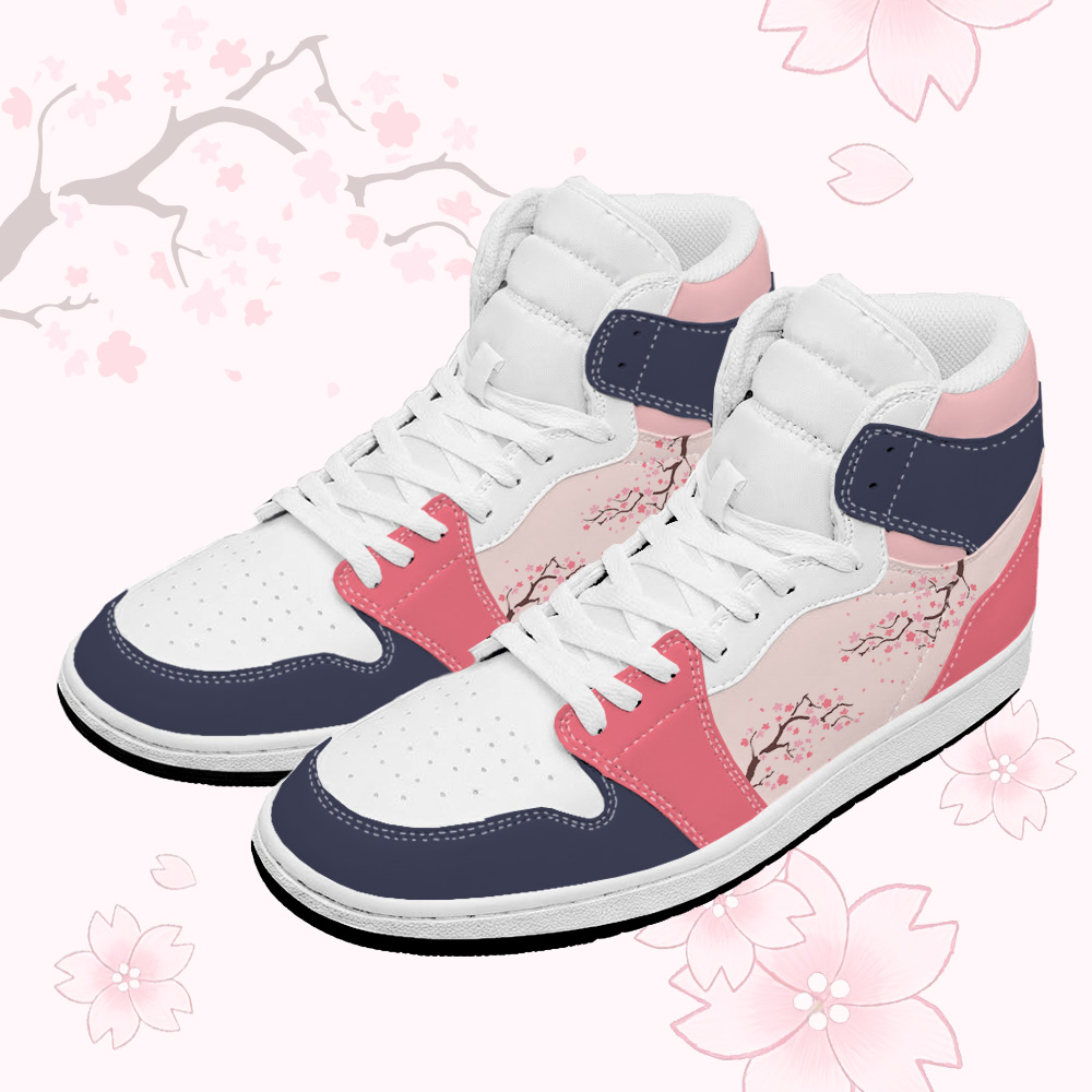 Sakura Graphic Modakawa High Top Canvas Shoes - Purplish Blue & Pink - 48 - image 2
