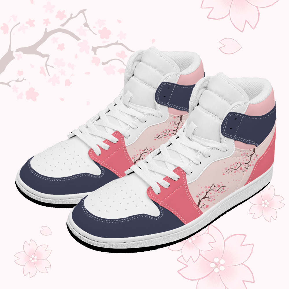 Sakura Graphic Modakawa High Top Canvas Shoes - Purplish Blue & Pink - 48 - image 2
