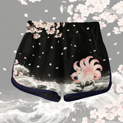 Nine Tailed Fox Graphic Modakawa Gradient Shorts - Black - 5XL - image 3